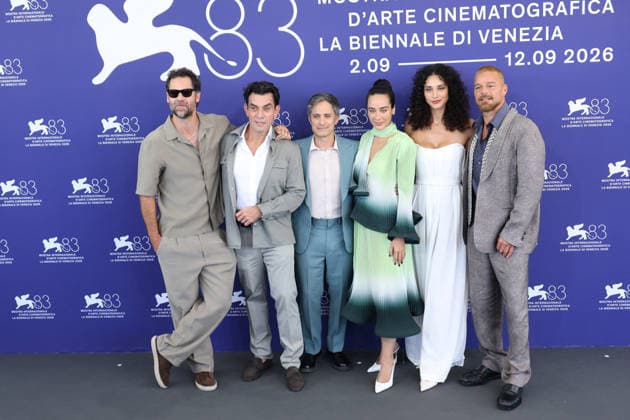 Venice 2026 Hombre Al Agua Photocall NB Manuel Garcia-Rulfo, Jorge Salinas, Gael García Bernal, Esmeralda Pimentel, Débora Nascimento and Ricky Martin attending the Hombre Al Agua Photocall as part of the 83th Venice International Film Festival at the Lido in Venice, Italy on September 06, 2026. Photo by Nasser Berzane ABACAPRESS.COM Venice Italy  Copyright: xBerzanexNasser ABACAx