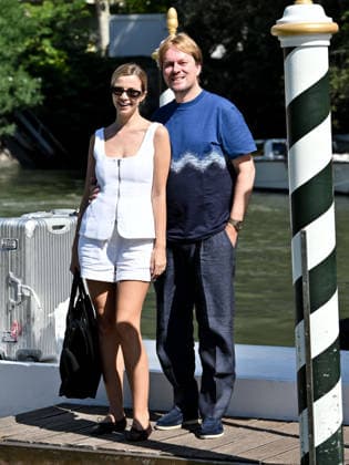 IPA88186457 - Venice, 83rd Venice International Film Festival 2026 - Day 5 - Arrivals at the Excelsior Hotel pier - Pictured: Simona Jakstaite, Christopher Aleo  Copyright: xSimonexComix xPoolxPhotoxEventsx08x 88186457