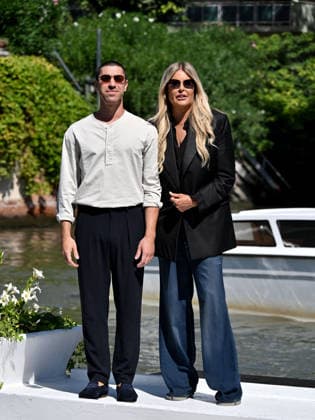 IPA88190275 - Venice, 83rd Venice International Film Festival 2026 - Day 5 - Arrivals at the Excelsior Hotel™s pier - Pictured: Eduardo Scarpetta and Tiziana Rocca  Copyright: xSimonexComix xPoolxPhotoxEventsx08x 88190275