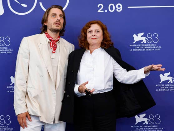 September 6, 2026, Venice, ITALY: (L-R) Luca Marinelli and Susan Sarandon pose for the photocall of ™The Echo Chamber at the 83rd annual Venice International Film Festival, in Venice, Italy, 06 September 2026. The movie is presented in official competition Venezia83 at the festival running from 02 to 12 September 2026. ANSA FABIO FRUSTACI. Venice ITALY  - ZUMAa110 20260906_zaf_a110_056 Copyright: xFabioxFrustacix