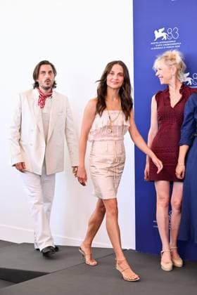 September 6, 2026, Venice, Rome, Italy: Luca Marinelli, Alicia Vikander, and Samantha Antonniccola during the photocall for the film Echo Chamber, at the 83rd Venice Film Festival. Venice, September 6, 2026 Venice Italy  - ZUMAa289 20260906_zia_a289_165 Copyright: xMariaxLauraxAntonellix xAgfx