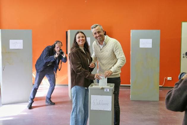 Tangermünde, Saxony-Anhalt, Germany, September 6, 2026 Tangermünde Special Education School Voting in the state election at the polling place: Julia Siegmund and AfD lead candidate Ulrich Siegmund Copyright: xdtsxNachrichtenagenturx dts_132857