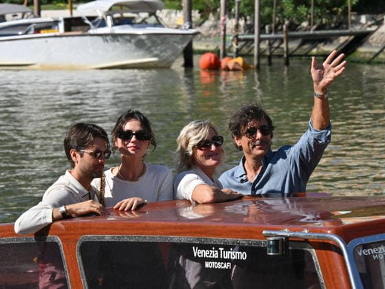 IPA88195905 - Venice, 83rd Venice International Film Festival 2026 - Day 5 - Arrivals at the Excelsior Hotel pier - Pictured: Paolo Strippoli, Romana Maggiora Vergano, Valeria Bruni Tedeschi, Adriano Giannini  Copyright: xManuelexMangiarottix xPoolxPhotoxEventsx08x 88195905