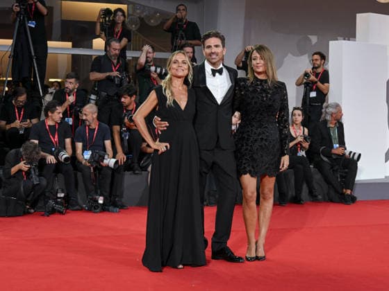 IPA88204566 - Venice, 83rd Venice International Film Festival 2026 - Night 5 - Red carpet for *THE ECHO CHAMBER* - Pictured: Ludovica Rampoldi, director Andrea Pallaoro, and Ilaria Bernardini  Copyright: xManuelexMangiarottix xPoolxPhotoxEventsx08x 88204566
