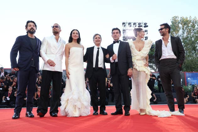 September 6, 2026, Venice, Italy: Diego Luna, Ricky Martin, Esmeralda Pimentel, Gael GarcoÂa Bernal, Jorge Salinas, Debora Nascimento and Manuel Garcia-Rulfo attend the premiere of The Echo Chamber during the 83rd Venice International Film Festival at Palazzo del Cinema on the Lido in Venice, Italy, on 06 September 2026. Photo: Venice Italy - ZUMAm179 20260906_zep_m179_037 Copyright: xAlecxMichaelx