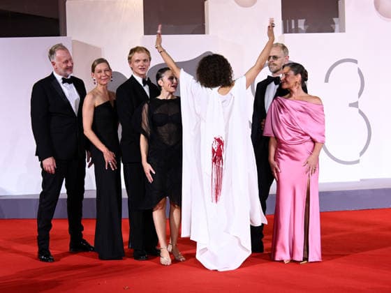 IPA88209033 - Venice, 83rd Venice International Film Festival 2026 - Night 5 - Red carpet for the film *Kvinde ukendt* (*Woman Unknown*). Pictured: Mikael Rieks, Maren Louise Käehne, Thorbjorn Hedegaard, May el-Toukhy, Mathilde Arcel, Carsten Bjornlund, and Marina Bouras  Copyright: xAlbertoxTerenghi PoolxPhotoxEvenx xPoolxPhotoxEventsx08x 88209033