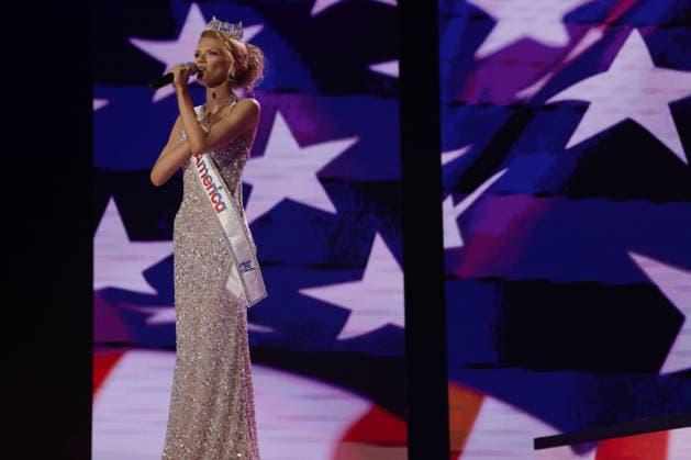 The reigning Miss America, Cassie Donegan of New York, performs during Miss America 2027 at the West Palm Beach Convention Center in West Palm Beach, Florida on Sunday, September 6, 2026.  MIA20260906101 GaryxIxRothstein