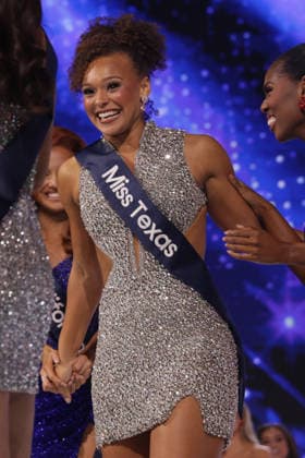 Regan Hutsell, Miss Texas, celebrates making the semifinals of Miss America 2027 at the West Palm Beach Convention Center in West Palm Beach, Florida on Sunday, September 6, 2026.  MIA20260906108 GaryxIxRothstein