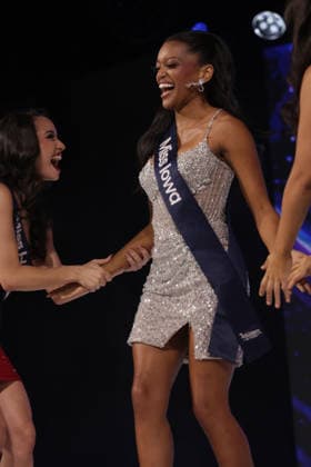 McKenzie Kerry, Miss Iowa, celebrates making the semifinals of Miss America 2027 at the West Palm Beach Convention Center in West Palm Beach, Florida on Sunday, September 6, 2026.  MIA20260906109 GaryxIxRothstein