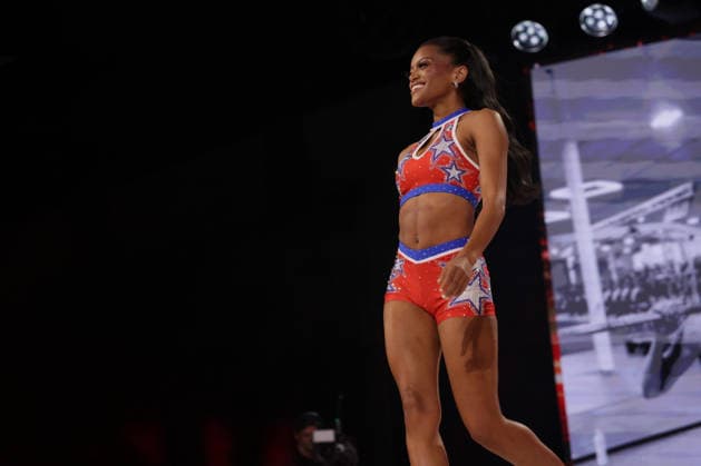 McKenzie Kerry, Miss Iowa, participates in the fitness segment of Miss America 2027 at the West Palm Beach Convention Center in West Palm Beach, Florida on Sunday, September 6, 2026.  MIA20260906131 GaryxIxRothstein