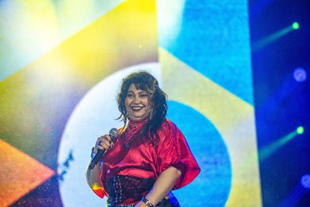 RIO DE JANEIRO, RJ - 06.09.2026: ROCK IN RIO 2026 - Baiana System performing on the Sunset stage on the third day of Rock in Rio 2026, Sunday, September 6th, amidst heavy rain, at Cidade do Rock, Barra, Rio de Janeiro, RJ. x3011579x  CristianexMota