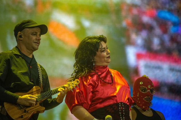 RIO DE JANEIRO, RJ - 06.09.2026: ROCK IN RIO 2026 - Baiana System on the Sunset stage on the third day of Rock in Rio 2026, Sunday, September 6th, amidst heavy rain, at Cidade do Rock, Barra, Rio de Janeiro, RJ. x3011635x  CristianexMota