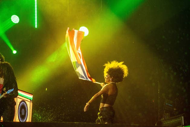 RIO DE JANEIRO, RJ - 06.09.2026: ROCK IN RIO 2026 - Baiana System on the Sunset stage on the third day of Rock in Rio 2026, Sunday, September 6th, amidst heavy rain, at Cidade do Rock, Barra, Rio de Janeiro, RJ. x3011675x  CristianexMota