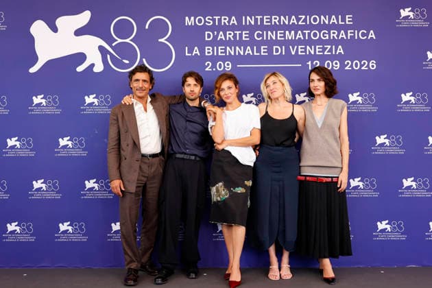 September 7, 2026, Venice, ITALY: (L-R) Adriano Giannini, Paolo Strippoli, Jasmine Trinca, Valeria Bruni Tedeschi and Romana Maggiora Vergano pose for the photocall of the ˜L™Estranea (The Spiral) at the 83rd annual Venice International Film Festival, in Venice, Italy, 07 September 2026. The movie is presented in official competition Venezia83 at the festival running from 02 to 12 September 2026. ANSA FABIO FRUSTACI. Venice ITALY  - ZUMAa110 20260907_zaf_a110_047 Copyright: xFabioxFrustacix