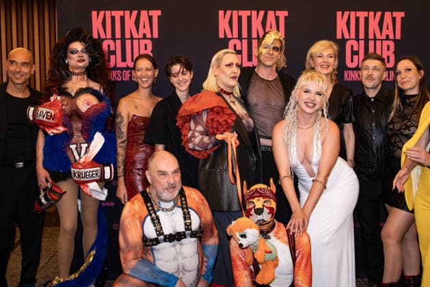 Photographer and director Philipp Fussenegger C with the cast and production team at the photo call for the premiere of the film *Kitkat Club Kinks of Berlin* at the Kino International in Berlin on September 7, 2026. Premiere of the film *Kitkat Club Kinks of Berlin* at the Kino International in Berlin