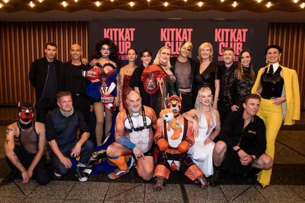 Photographer and director Philipp Fussenegger C with the cast and production team at the photo call for the premiere of the film *Kitkat Club Kinks of Berlin* at the Kino International in Berlin on September 7, 2026. Premiere of the film *Kitkat Club Kinks of Berlin* at the Kino International in Berlin
