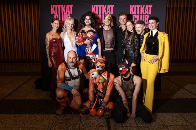 Photographer and director Philipp Fussenegger C with the cast and production team at the photo call for the premiere of the film *Kitkat Club Kinks of Berlin* at the Kino International in Berlin on September 7, 2026. Premiere of the film *Kitkat Club Kinks of Berlin* at the Kino International in Berlin