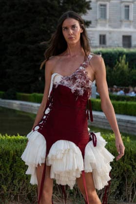 September 7, 2026, Madrid, Spain: A model parades with MadModa design during OMODA and Fashion Week Madrid in Madrid Jardines de Sabatini in Madrid. 7 of September of 2026 Spain Madrid Spain - ZUMAs197 20260907_aaa_s197_362 Copyright: xAtilanoxGarciax