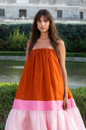 September 7, 2026, Madrid, Spain: A model parades with MadModa design during OMODA and Fashion Week Madrid in Madrid Jardines de Sabatini in Madrid. 7 of September of 2026 Spain Madrid Spain - ZUMAs197 20260907_aaa_s197_366 Copyright: xAtilanoxGarciax
