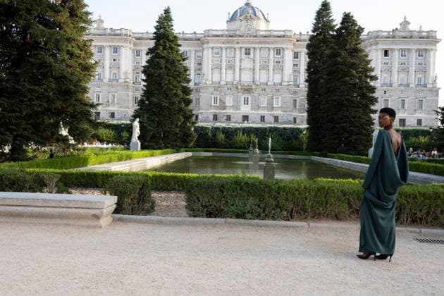 September 7, 2026, Madrid, Spain: A model parades with MadModa design during OMODA and Fashion Week Madrid in Madrid Jardines de Sabatini in Madrid. 7 of September of 2026 Spain Madrid Spain - ZUMAs197 20260907_aaa_s197_381 Copyright: xAtilanoxGarciax
