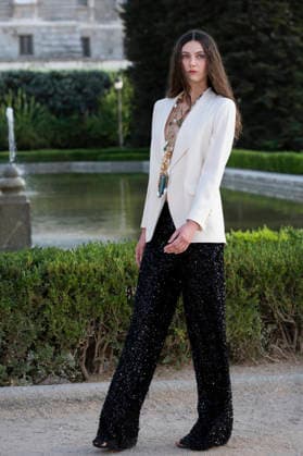 September 7, 2026, Madrid, Spain: A model parades with MadModa design during OMODA and Fashion Week Madrid in Madrid Jardines de Sabatini in Madrid. 7 of September of 2026 Spain Madrid Spain - ZUMAs197 20260907_aaa_s197_389 Copyright: xAtilanoxGarciax