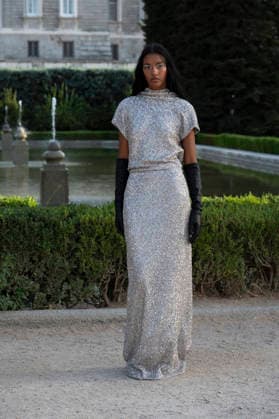 September 7, 2026, Madrid, Spain: A model parades with MadModa design during OMODA and Fashion Week Madrid in Madrid Jardines de Sabatini in Madrid. 7 of September of 2026 Spain Madrid Spain - ZUMAs197 20260907_aaa_s197_392 Copyright: xAtilanoxGarciax