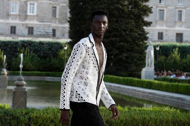 September 7, 2026, Madrid, Spain: A model parades with MadModa design during OMODA and Fashion Week Madrid in Madrid Jardines de Sabatini in Madrid. 7 of September of 2026 Spain Madrid Spain - ZUMAs197 20260907_aaa_s197_395 Copyright: xAtilanoxGarciax