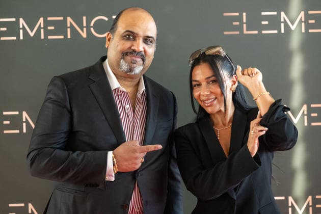 20260906 Elemence Product Launch COLOGNE, GERMANY SEPTEMBER 6, 2026 Jay Dhaliwal and Canan Alaloui Güney at the Elemence product launch on September 6, 2026, in Cologne, North Rhine-Westphalia, Germany