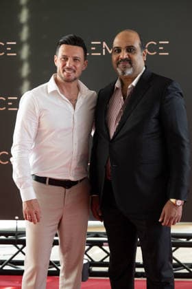 20260906 Elemence Product Launch COLOGNE, GERMANY SEPTEMBER 6, 2026 Nader Deljoo and Jay Dhaliwal at the Elemence product launch on September 6, 2026, in Cologne, North Rhine-Westphalia, Germany