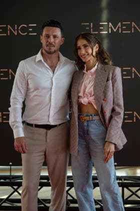 20260906 Elemence Product Launch COLOGNE, GERMANY SEPTEMBER 6, 2026 Nader Deljoo and Cathy Hummels at the Elemence product launch on September 6, 2026, in Cologne, North Rhine-Westphalia, Germany