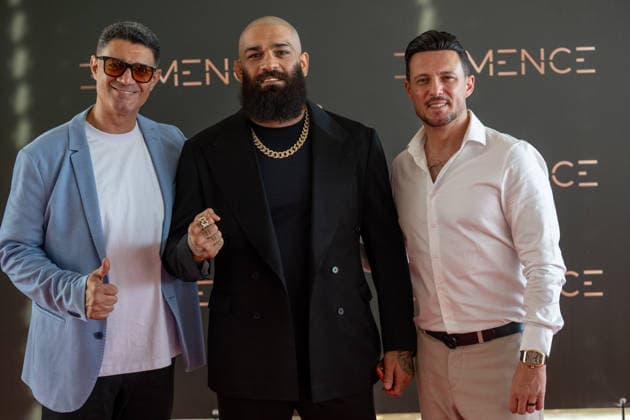 20260906 Elemence Product Launch COLOGNE, GERMANY SEPTEMBER 6, 2026 Touraj Kolai, Pouya Rahmani, and Nader Deljoo at the Elemence product launch on September 6, 2026, in Cologne, North Rhine-Westphalia, Germany