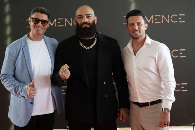 20260906 Elemence Product Launch COLOGNE, GERMANY SEPTEMBER 6, 2026 Touraj Kolai, Pouya Rahmani, and Nader Deljoo at the Elemence product launch on September 6, 2026, in Cologne, North Rhine-Westphalia, Germany