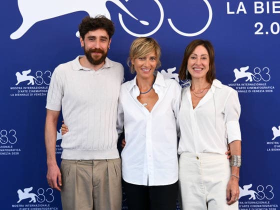 IPA88265473 - Venice, 83rd Venice International Film Festival 2026 - Day 7. Photocall for the film Una Storia. Pictured: Matteo Ferri, Anna Foglietta, Tania Pedroni  Copyright: xAlbertoxTerenghix xPoolxPhotoxEventsx08x IPA88265473
