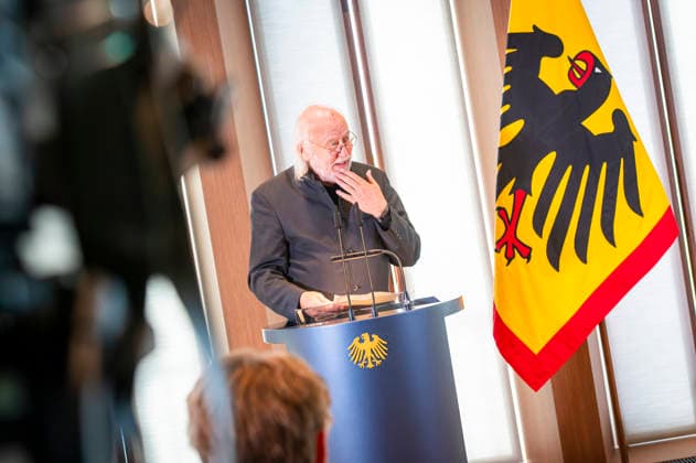 Laszlo Krasznahorkai, EUR, Germany, Berlin, September 8, 2026: President Steinmeier awards the Grand Cross with Star of the Order of Merit of the Federal Republic of Germany to Nobel Prize in Literature laureate Laszlo Krasznahorkai