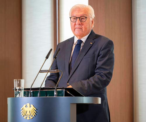 Frank Walter Steinmeier, EUR, Germany, Berlin, September 8, 2026: President Steinmeier awards the Grand Cross with Star of the Order of Merit of the Federal Republic of Germany to Nobel Prize in Literature laureate László Krasznahorkai