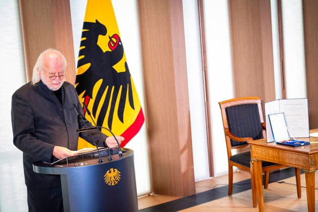 Laszlo Krasznahorkai, EUR, Germany, Berlin, September 8, 2026: President Steinmeier awards the Grand Cross with Star of the Order of Merit of the Federal Republic of Germany to Nobel Prize in Literature laureate Laszlo Krasznahorkai