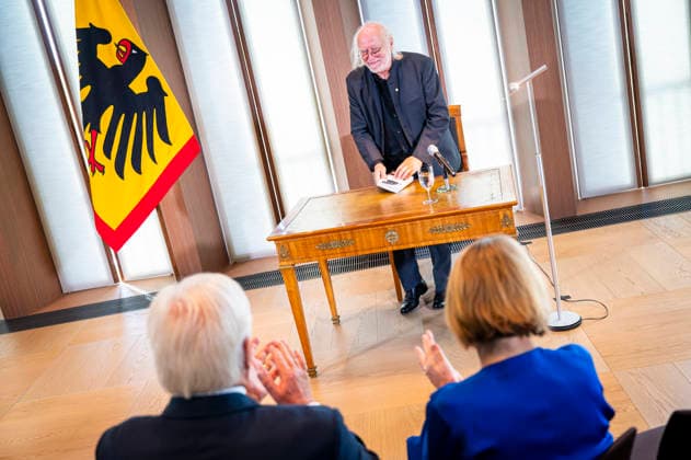 Hanna Schygulla, EUR, Germany, Berlin, September 8, 2026 Actress Hanna Schygulla reads from the works of László Krasznahorkai Presentation of the Grand Cross of Merit with Star of the Order of Merit of the Federal Republic of Germany to Nobel Prize in Literature laureate László Krasznahorkai by President Steinmeier