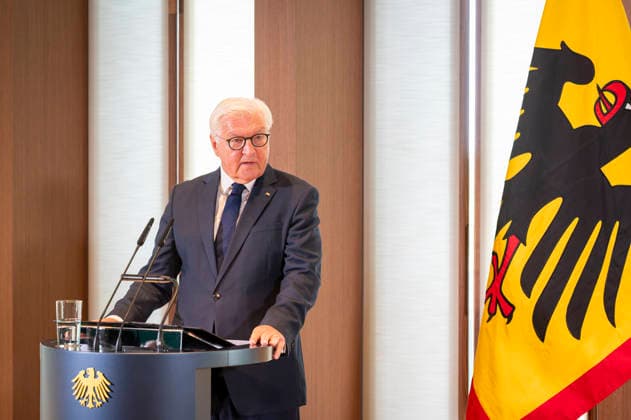 Frank Walter Steinmeier, EUR, Germany, Berlin, September 8, 2026: President Steinmeier awards the Grand Cross with Star of the Order of Merit of the Federal Republic of Germany to Nobel Prize in Literature laureate László Krasznahorkai