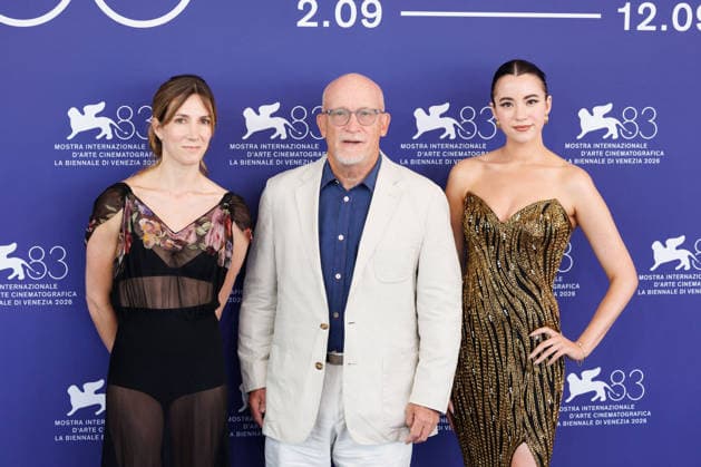 News - Musk Photocall - The 83rd Venice International Film Festival Director Alex Gibney (C), Ashley St. Clair (R) and Zoe Schiffer attend the photocall of Musk presented out of competition at the 83rd International Venice Film Festival, at Venice Lido on September 8, 2026. Photo: Cinzia Camela. Lido di Venezia Palazzo del Casino Italy Copyright: xCinziaxCamelax xLiveMediax LPN_2658690