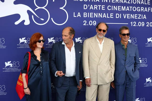 September 8, 2026, Venice Lido, Veneto, Italy: LUCA GUADAGNINO pose with Francesco Melzi dÃ¢â‚¬â ¢Eril, David Zerat and Ilan Amouyal during the photocall of the movie Joie de Vivre at the 83rd Venice Film Festival at Sala Grande in Venice Lido, Italy Venice Lido Italy  - ZUMAc179 20260908_zep_c179_155 Copyright: xMickaelxChavetx