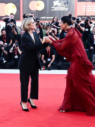 IPA88279695 - Venice, 83rd Venice International Film Festival 2026 - Night 7. Red carpet for the film Bunker. Pictured: Greta Scarano, Rocio Munoz Morales  Copyright: xAlbertoxTerenghi PoolxPhotoxEvenx xPoolxPhotoxEventsx08x IPA88279695