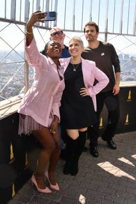 NEW YORK, NY - SEPTEMBER 8: Celia Rose Gooding, Akiva Goldsman, Melissa Navia and Paul Wesley pictured as the cast of Star Trek light the Empire State Building in celebration of the 60th Anniversary of Star Trek on September 8, 2026 in New York City. Copyright: xmpi099 MediaPunchx
