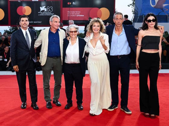 IPA88282423 - Venice, 83rd Venice International Film Festival 2026 - Night 7. Red carpet for the film Bunker. Pictured: Paolo Sopranzetti, Nicola Giuliano, Viola Prestieri, Valeria Golino, Malcom Pagani  Copyright: xAlbertoxTerenghi PoolxPhotoxEvenx xPoolxPhotoxEventsx08x IPA88282423