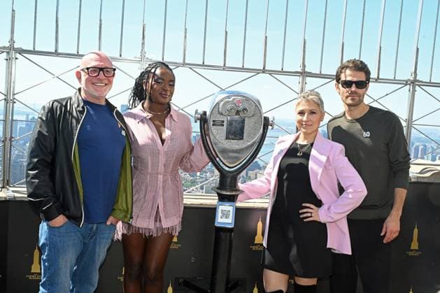 RECORD DATE NOT STATED Actors Paul Wesley, Cella Rose Gooding, melissa Navia with executive producer Paul Wesley, lit the Empire State Building in celebration of the 60th Anniversary of Star Trek. Star Trek began as a television series which was a mix of wester and a naval blend of space adventures, a creation of the late producer Gene Rooenberry who introduced Star Trek in 1966 and ending in 1969. Star Trek, continues as new television series as well as in movie theaters. Credit: Victor M. Matos Thenews2(Foto: Victor M. Matos Thenews2 imago images)  Copyright: xVictorxM.xMatosx