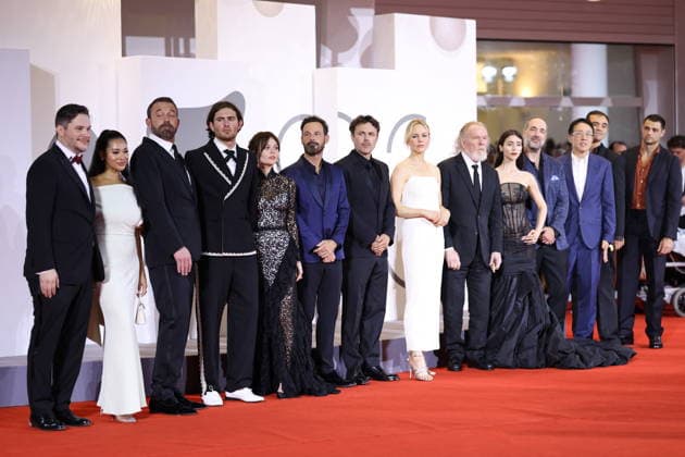 Venice 2026 Company Screening NB Ben Ross, Ben Affleck, Emily Lind, Scoot McNairy, Casey Affleck, Adelaide Clemens, Nick Nolte and Caylee Cowan attending the Company Red carpet as part of the 83th Venice International Film Festival at the Lido in Venice, Italy on September 08, 2026. Photo by Nasser Berzane ABACAPRESS.COM Venice Italy  Copyright: xBerzanexNasser ABACAx