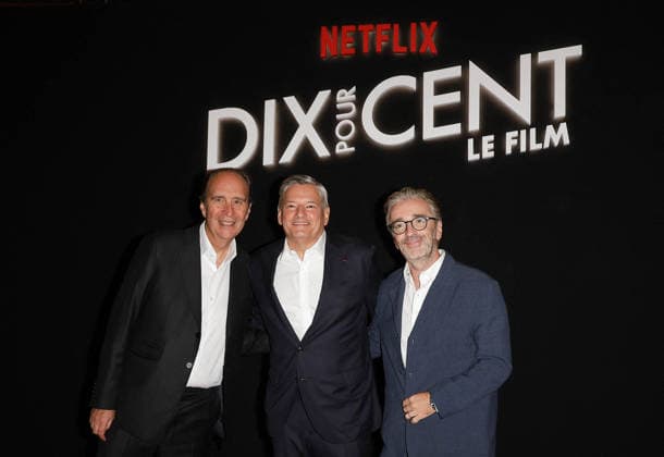 Xavier Niel, Ted Sarandos, CEO of Netflix, and Pierre Antoine Capton; Preview screening of the film *Dix pour cent* at the Olympia in Paris on September 8, 2026; Coadic Guirec; Bestimage; Preview of the film *Dix pour cent* at the Olympia in Paris on September 8, 2026; Paris, France  Copyright: xCOADICxGUIRECx xBESTIMAGExCOADICxGUIRECx xBESTIMAGEx