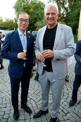 Prof. Dr. Ian Tsing, Director General, Taipei Representative Office in Taiwan; Matthias Helwig, Festival Director, Starnberg; September 8, 2026, Schlossberghalle; 20th Five Lakes Film Festival Taiwan Evening, in cooperation with the Taipei Representative Office in the Federal Republic of Germany, Munich Office; hosted by Dr. Ian Tsing Director General Photo: Starnberg