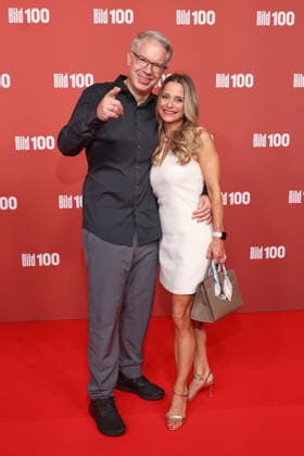 September 8, 2026, Frank Thelen and Nathalie Thelen Sattler on the red carpet at BILD100 2026, Axel Springer New Building, Berlin, Berlin