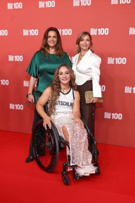 September 8, 2026, Kristina Vogel, Rebecca Immanuel, and Tina Ruland on the red carpet at BILD100 2026, Axel Springer New Building, Berlin, Berlin