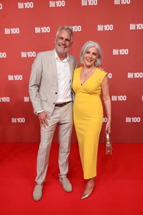 September 8, 2026, Frank Spothelfer and Birgit Schrowange on the red carpet at BILD100 2026, Axel Springer New Building, Berlin, Berlin